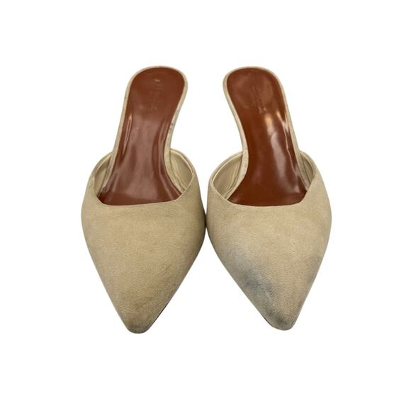 Le Monde Beryl Neutral Cream Suede Leather Kitten Heel Pointed Toe Mules - Picture 2 of 12